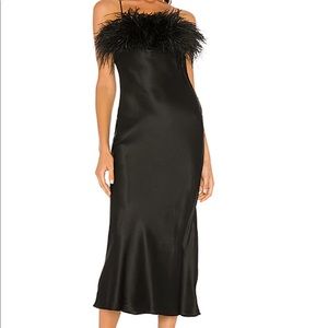 Cinq a Sept Black Faux Feather & Silk Dress size 6